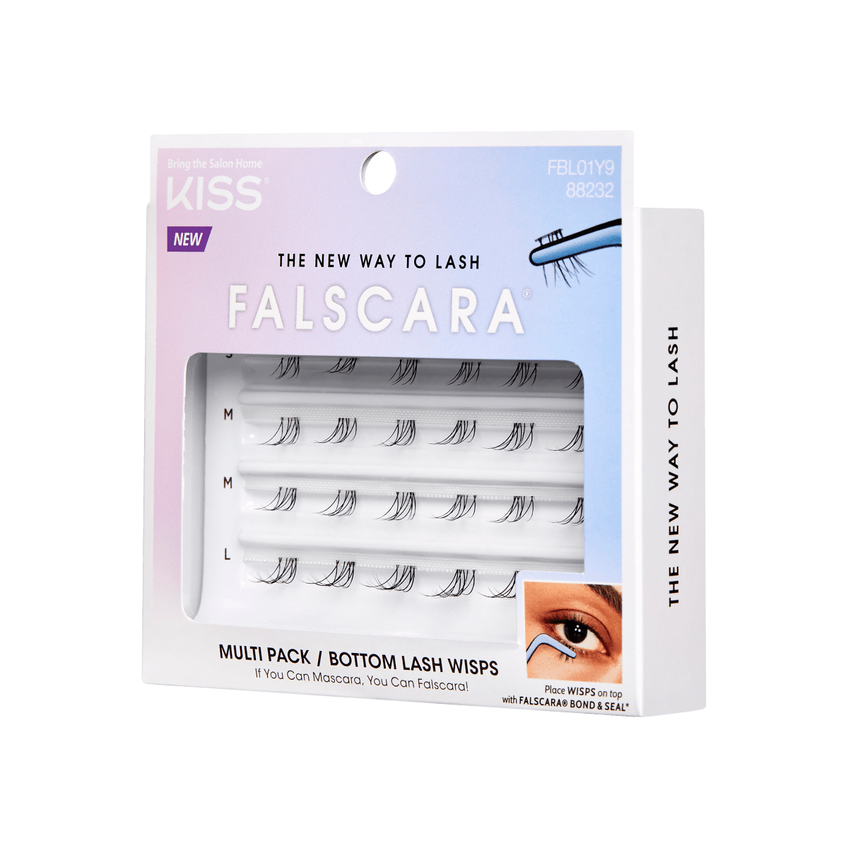 Falscara lash wisp multipack includes 24 lash wisps that apply under the lash line for a custom eyelash extensions look. 