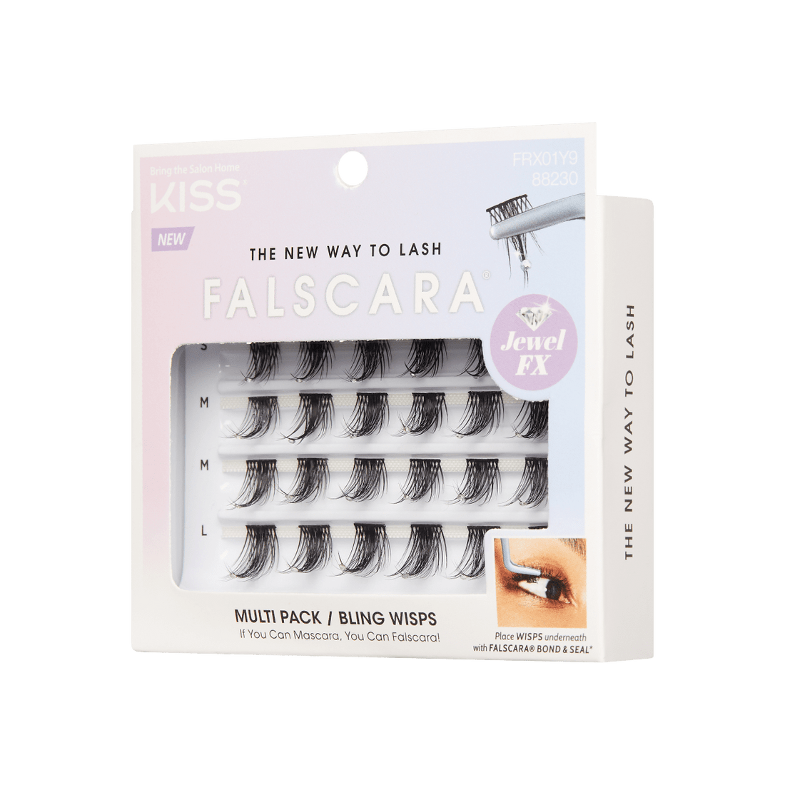 Package of Falscara lash wisps. This pack includes 24 lash wisps that apply under the lash line for an eyelash extension look. 