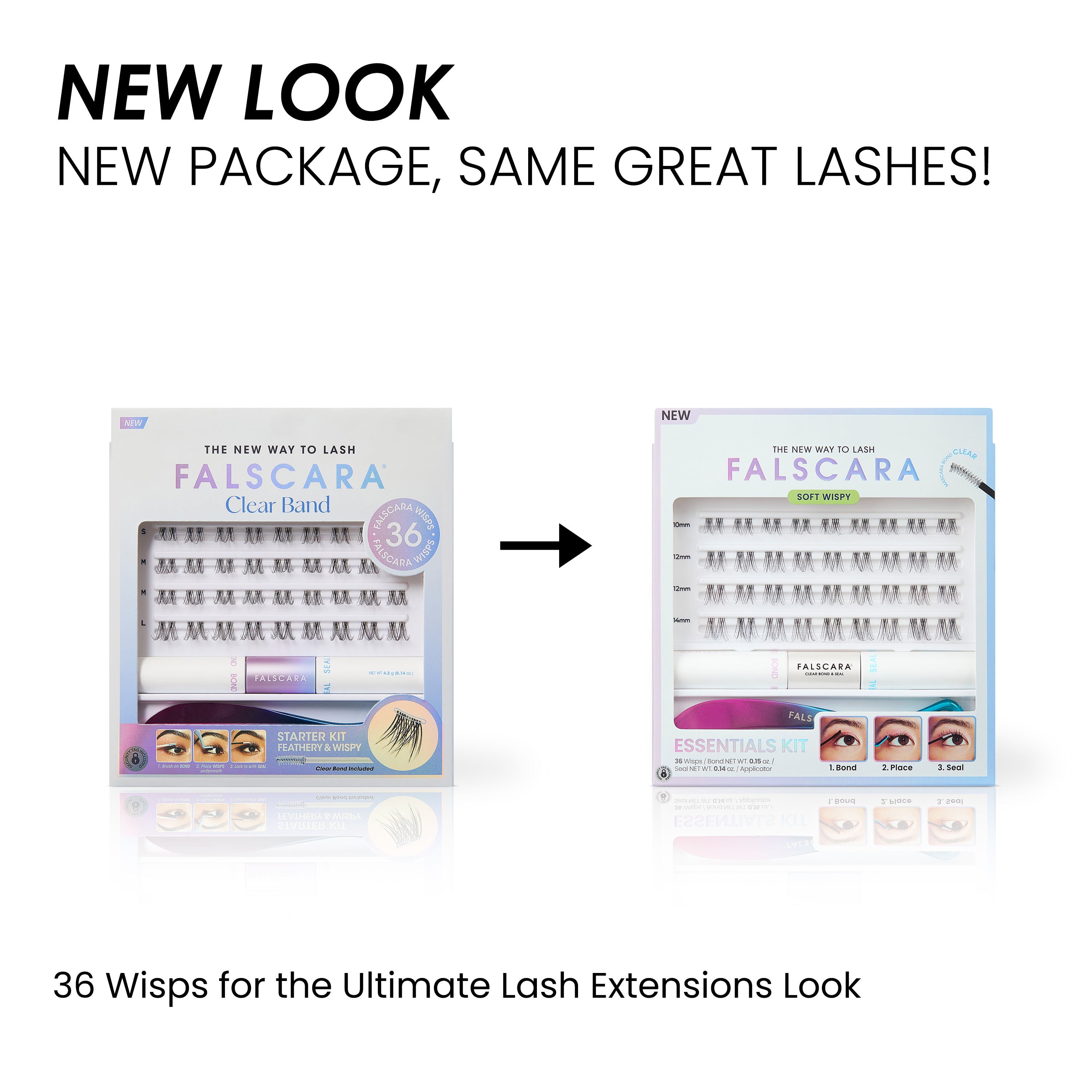 Falscara lash extensions packaging with text &