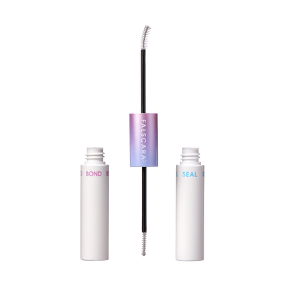 Eyebrow product with three bottles labeled &
