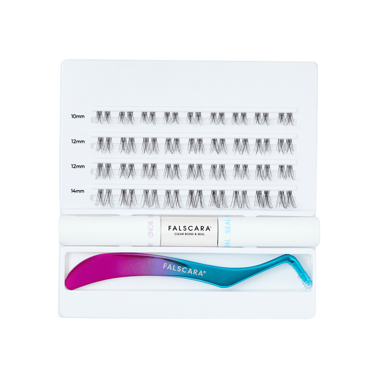 Falscara false eyelashes set with applicator on a white background