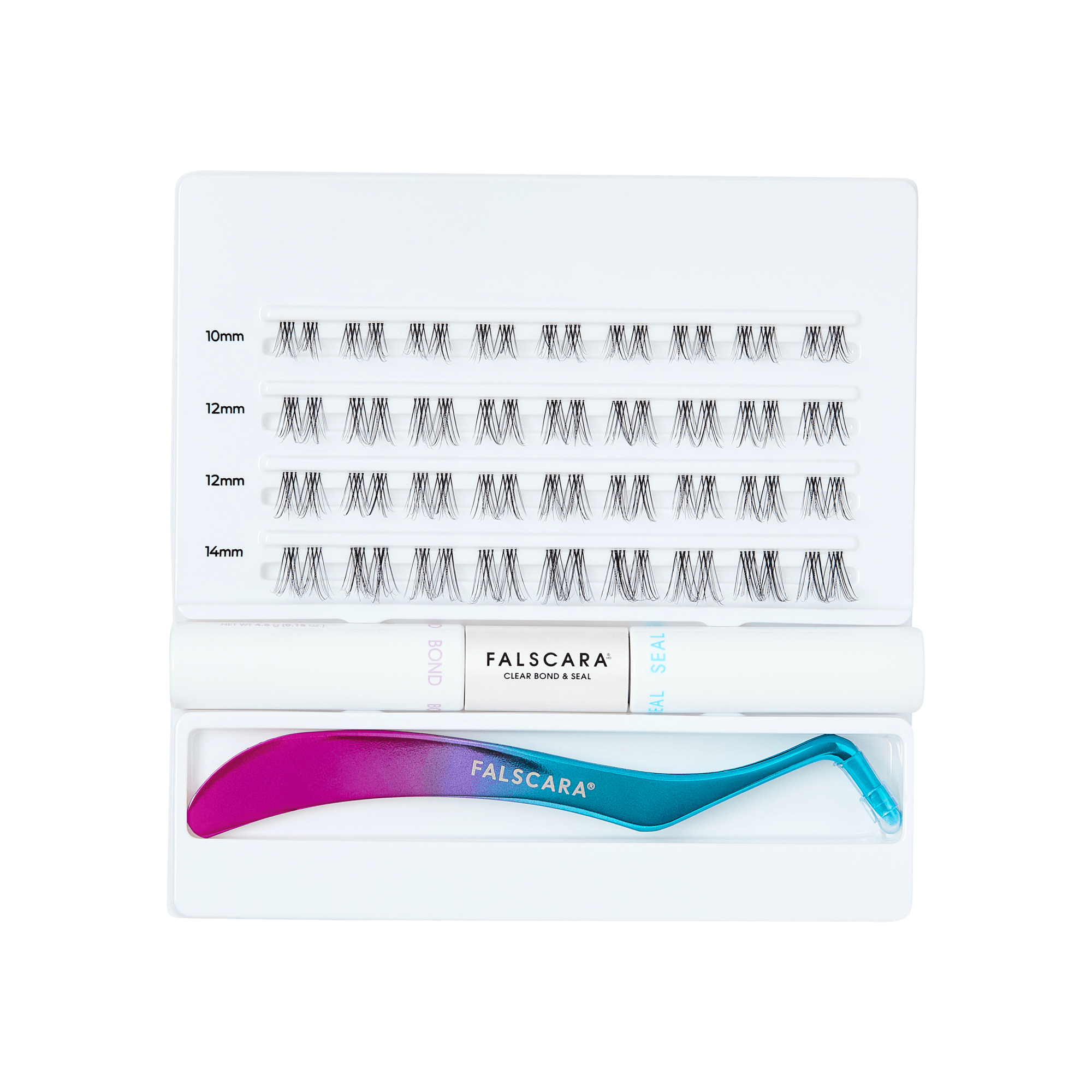 Falscara false eyelashes set with applicator on a white background