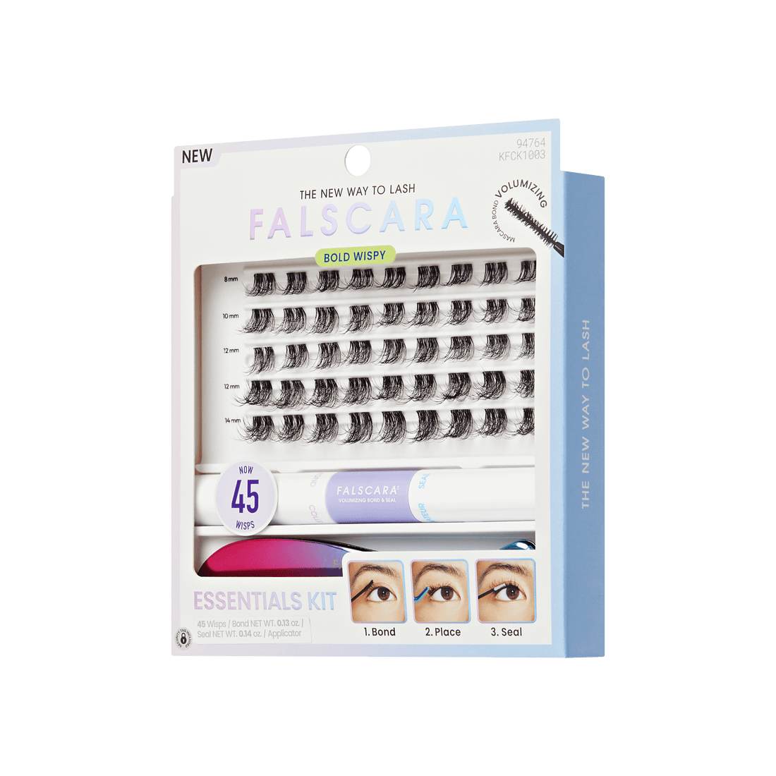 Falscara Bold Wispy Essentials Kit | DIY False Lash Extensions, Cluster Lash, Wispy Lashes, 45 Wisps, 8mm-14mm