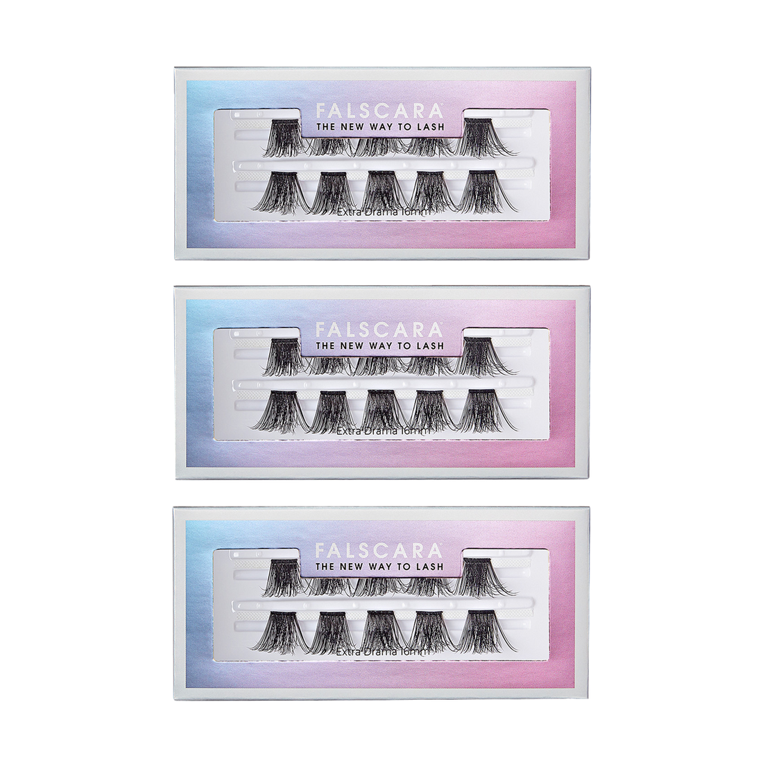 Three packages of Falscara false eyelashes in 16mm &