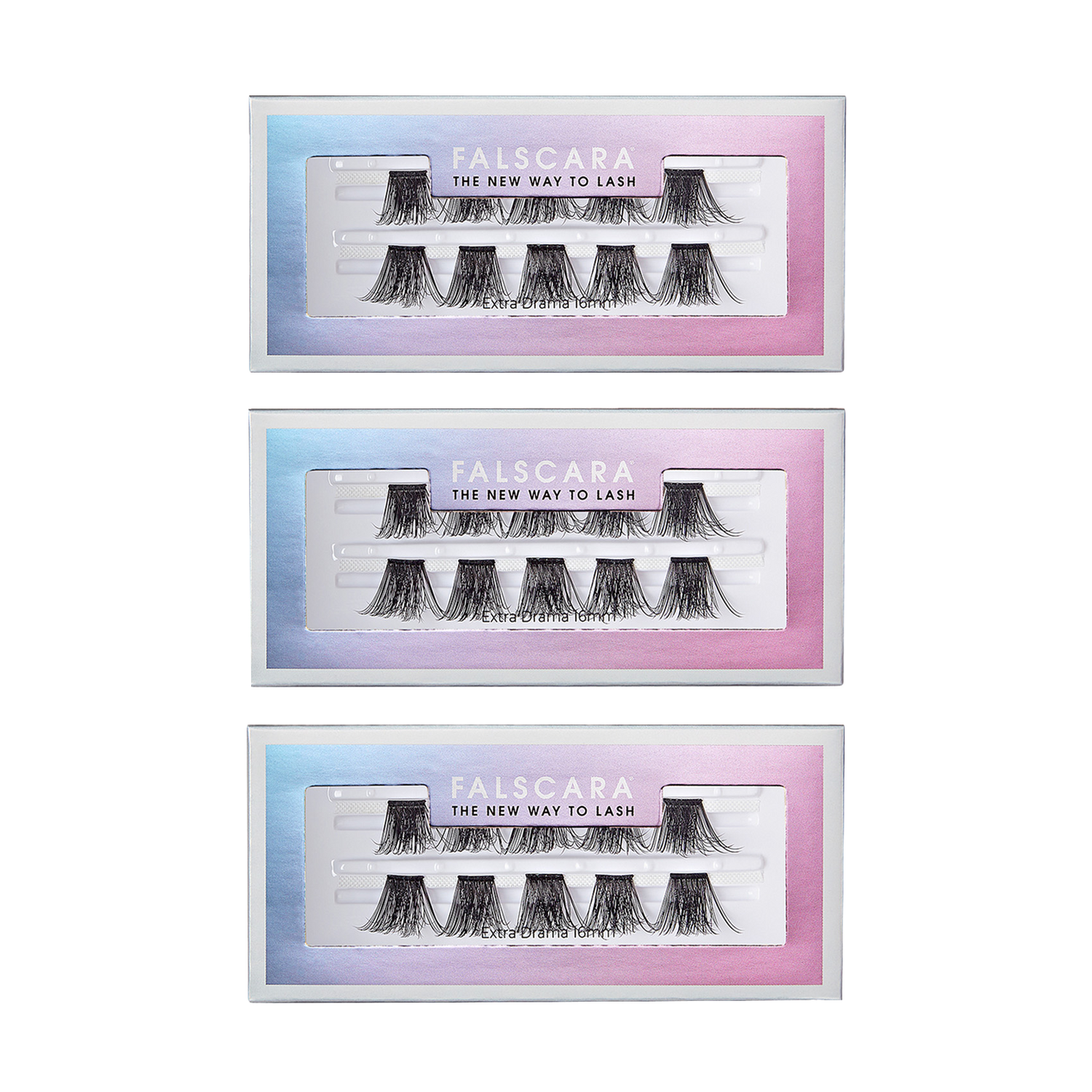 Three packages of Falscara false eyelashes in 16mm &