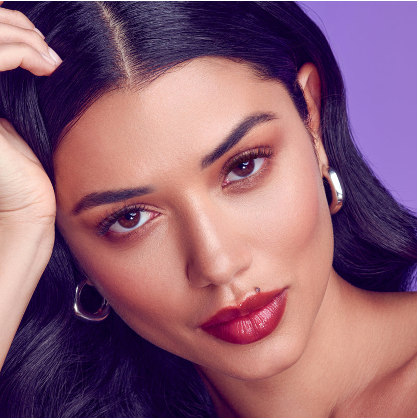 A woman modeling beautiful, soft looking lashes from Falscara. Lashes are from the Studio Palette in "Dark Chocolate Light".