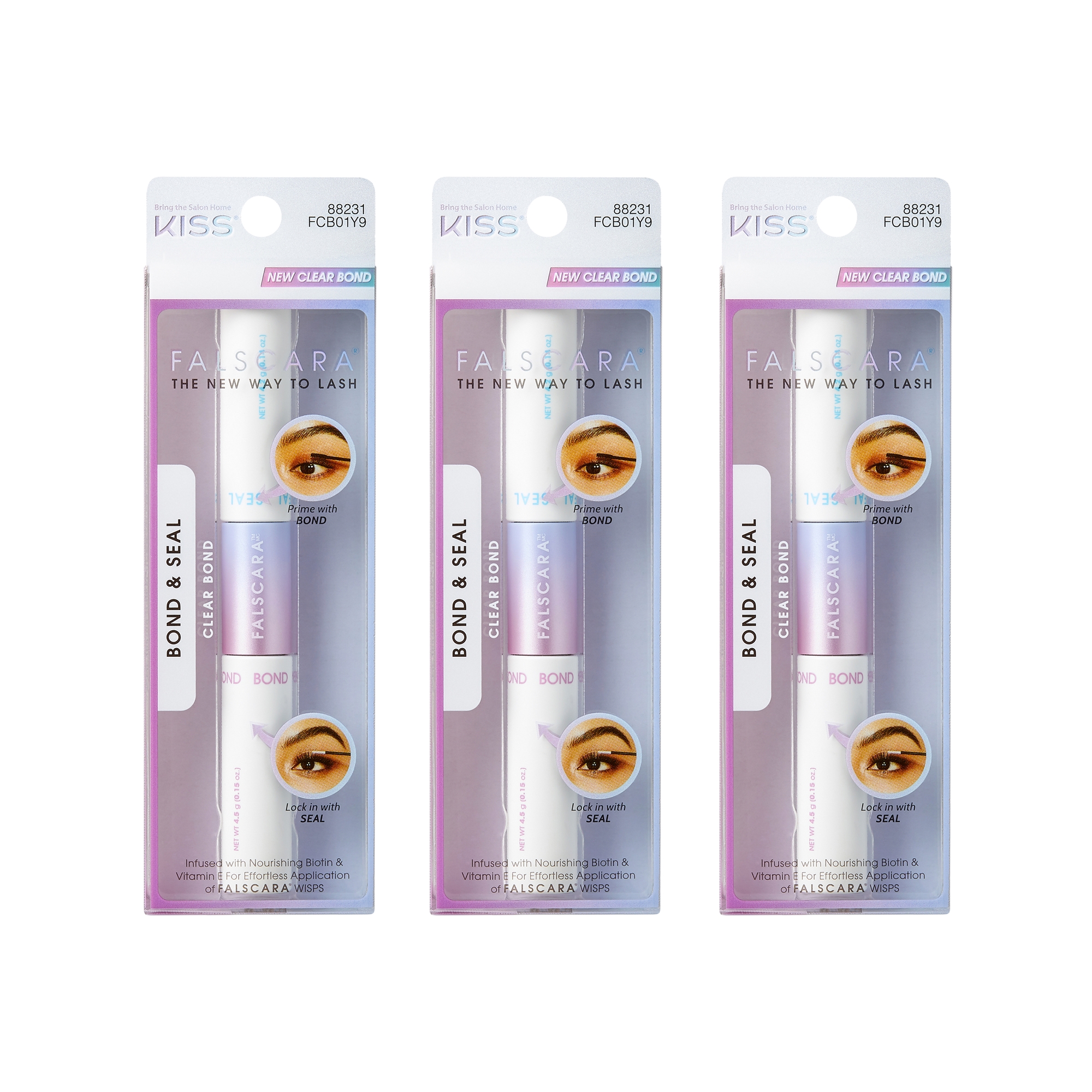 Bond & Seal For False Lashes 3 Pack, Clear Falscara