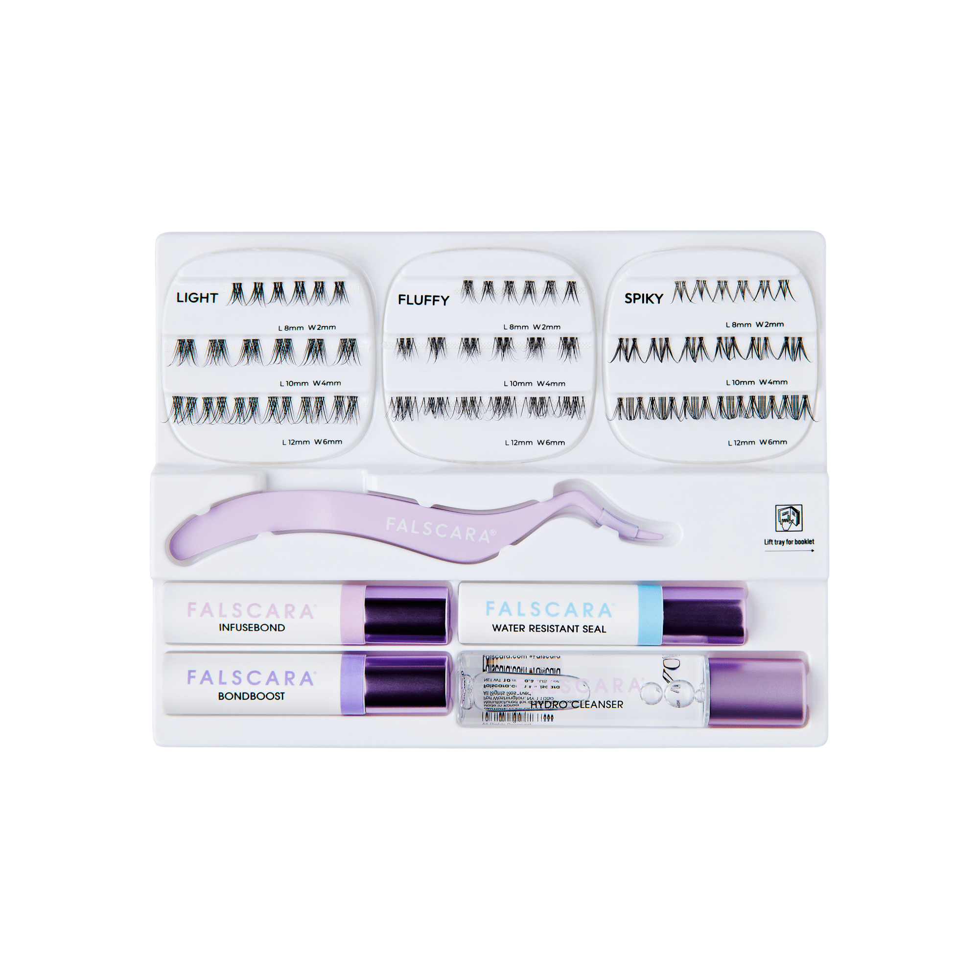 Falscara Studio Lash Extension Kit - Delicate | DIY False Lash Extensions, Natural, Cluster Lash, Wispy Lashes, 54 Wisps, 8mm-12mm